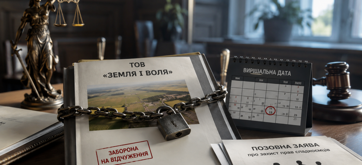 ⚖️ Судова війна за ТОВ «ЗЕМЛЯ І ВОЛЯ»: спадкоємці намагаються заблокувати відчуження активів до вирішальної дати